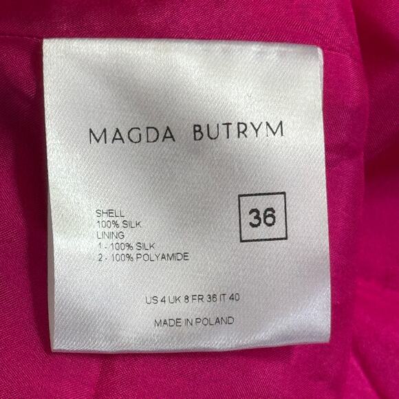 Magda Butrym Strapless Pleated Silk Mini Dress Pink‎ Floral Size FR 36 US 4 NWT - Picture 9 of 10